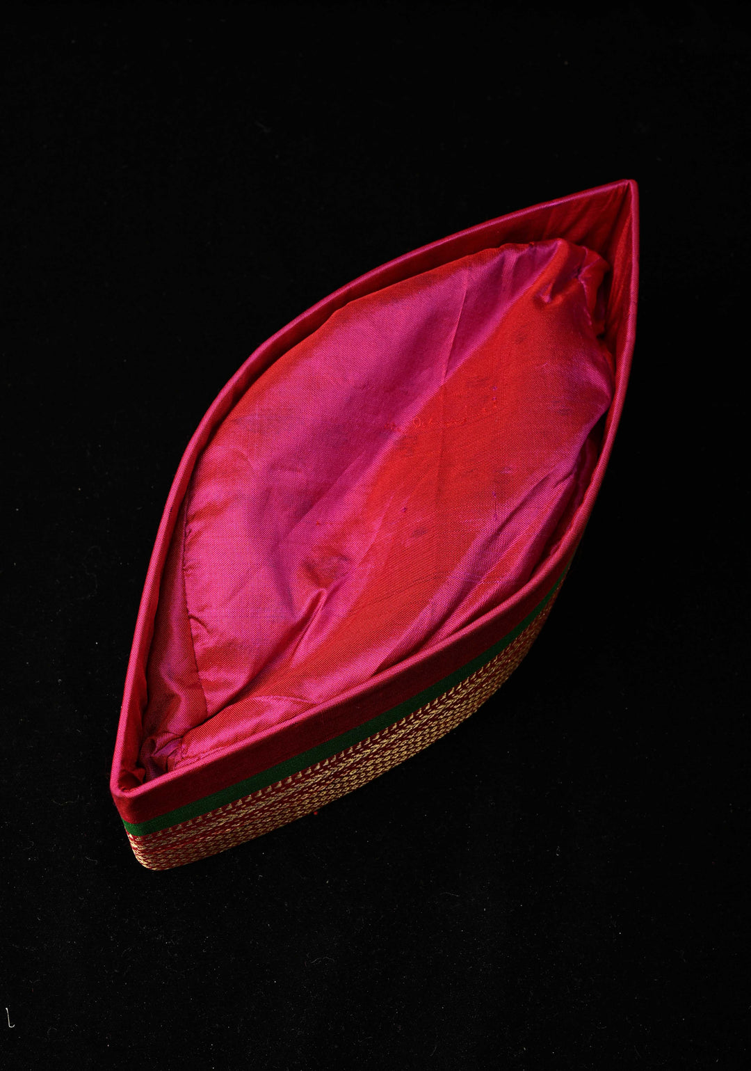 Fuchsia Pink Brocade Turban Hat with Zari Border | SILK MARK CERTIFIED