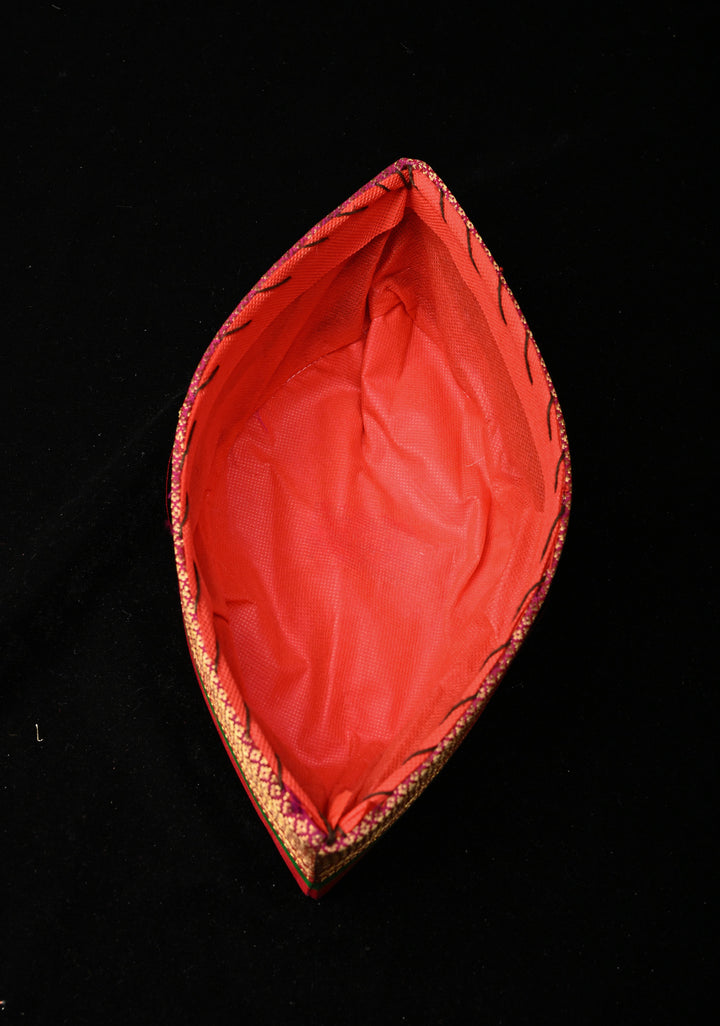 Fuchsia Pink Brocade Turban Hat with Zari Border | SILK MARK CERTIFIED