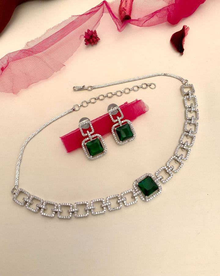American Diamond Necklace Set – Luxury Evening Glam | SHOBITAM