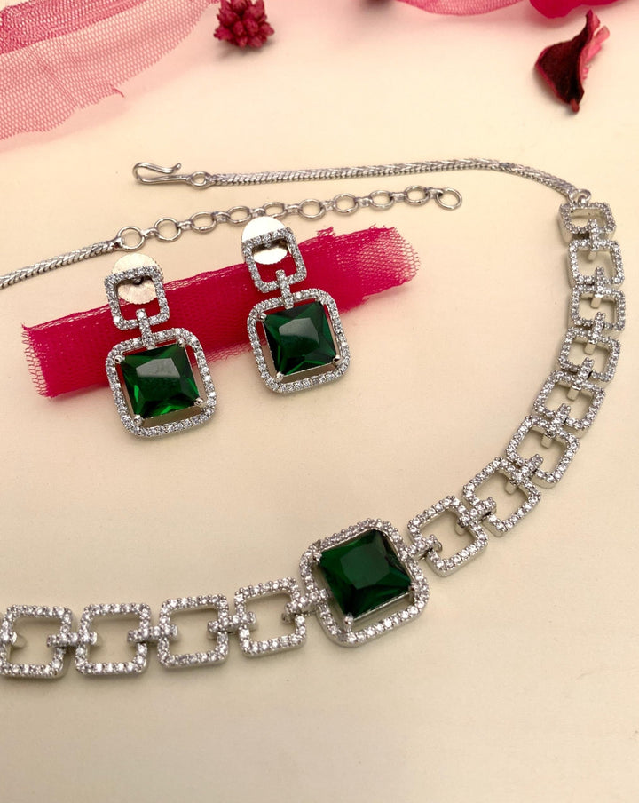 American Diamond Necklace Set – Luxury Evening Glam | SHOBITAM