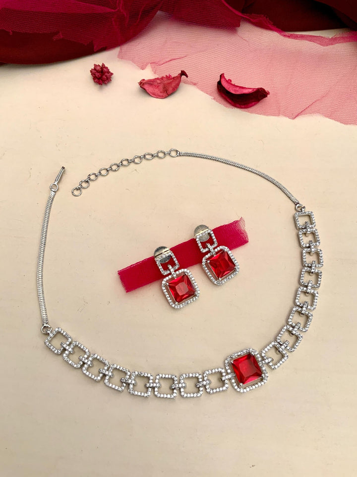 American Diamond Necklace Set – Luxury Evening Glam | SHOBITAM