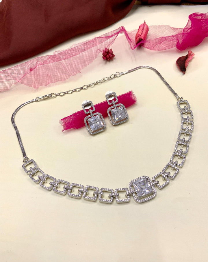 American Diamond Necklace Set – Luxury Evening Glam | SHOBITAM