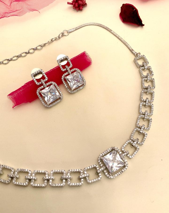 American Diamond Necklace Set – Luxury Evening Glam | SHOBITAM