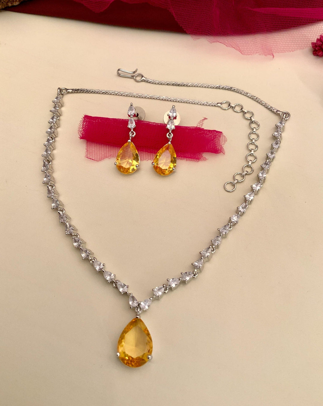 American Diamond Pendant Set – Luxury Elegant Sparkle | SHOBITAM