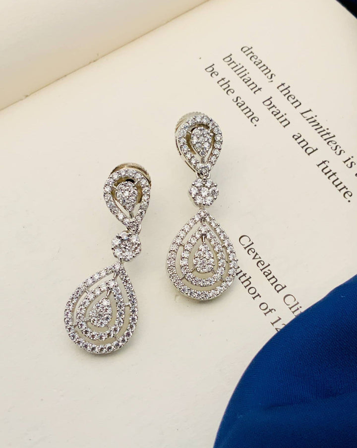 Elegant Teardrop American Diamond Necklace Set | SHOBITAM