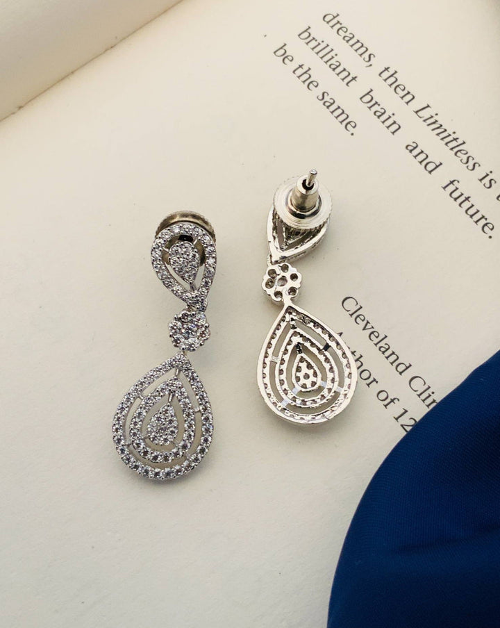 Elegant Teardrop American Diamond Necklace Set | SHOBITAM