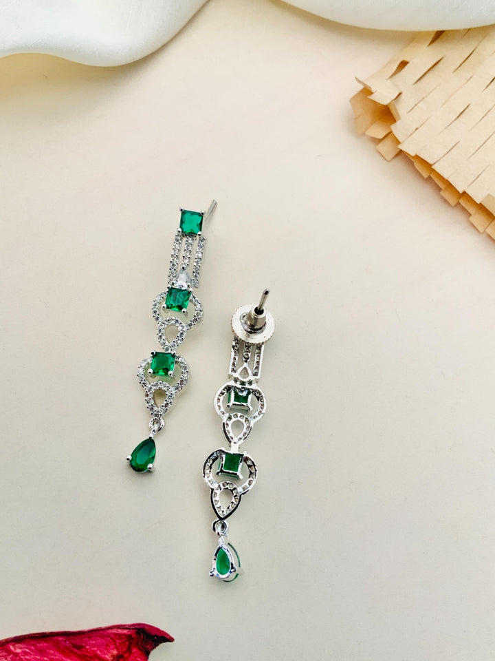 Premium Silver Plated American Diamond Necklace Set |SHOBITAM