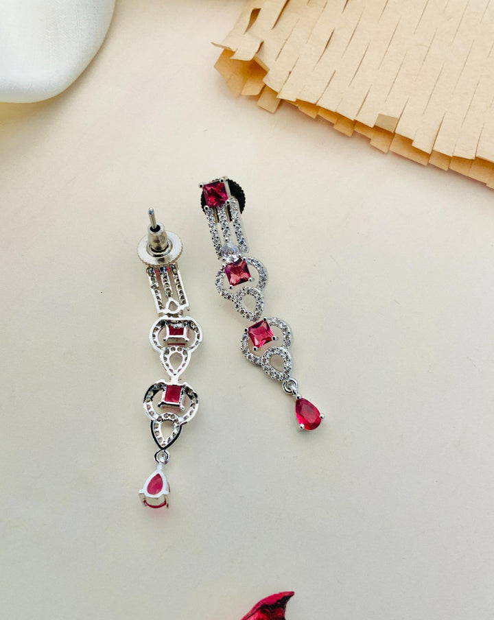 Premium Silver Plated American Diamond Necklace Set |SHOBITAM