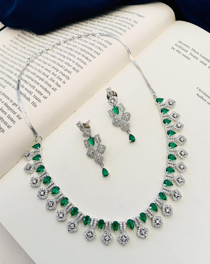 Blue American Diamond Necklace Set for Women | SHOBITAM