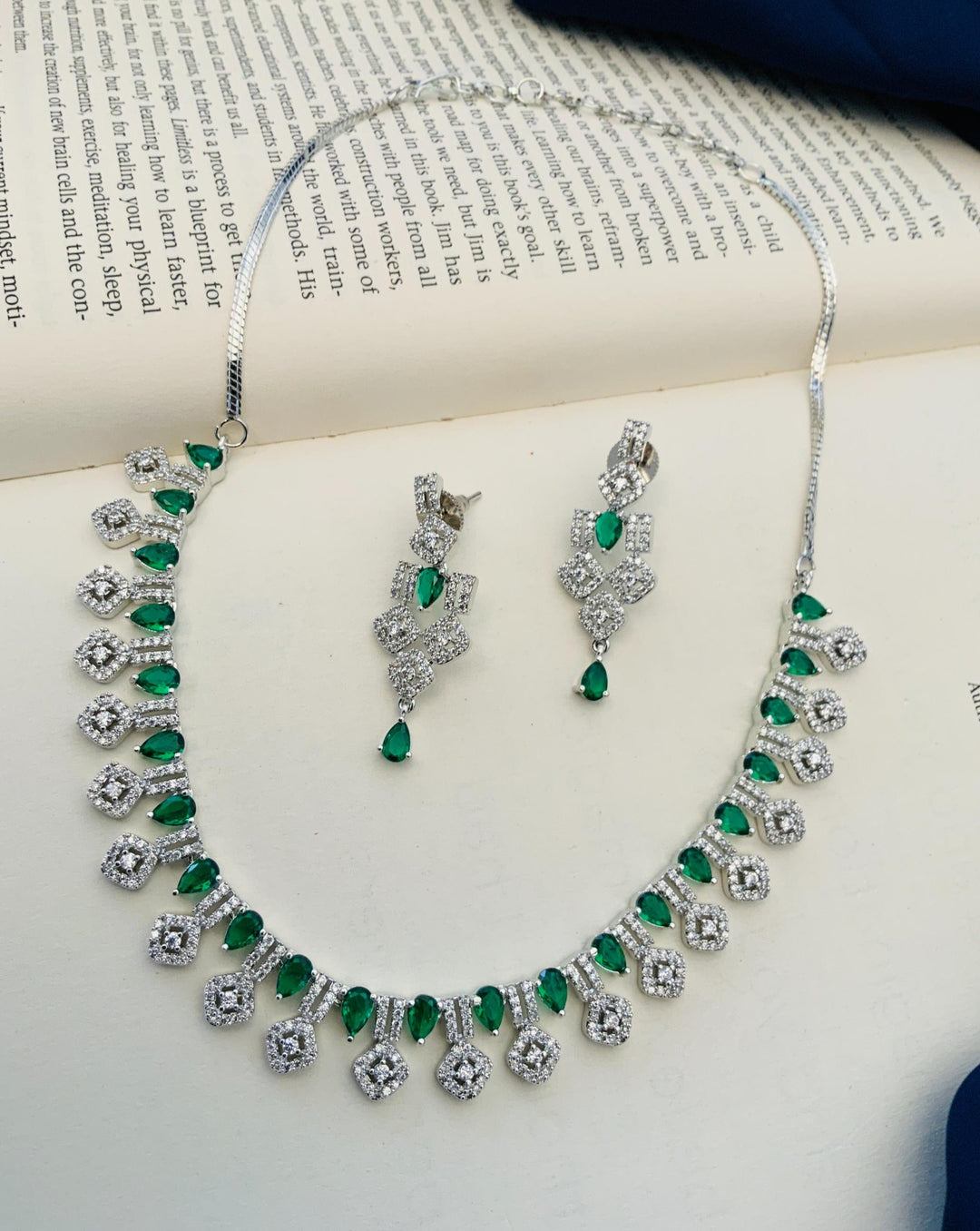 Blue American Diamond Necklace Set for Women | SHOBITAM