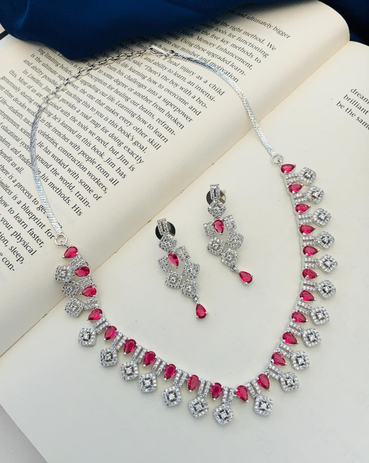 Blue American Diamond Necklace Set for Women | SHOBITAM