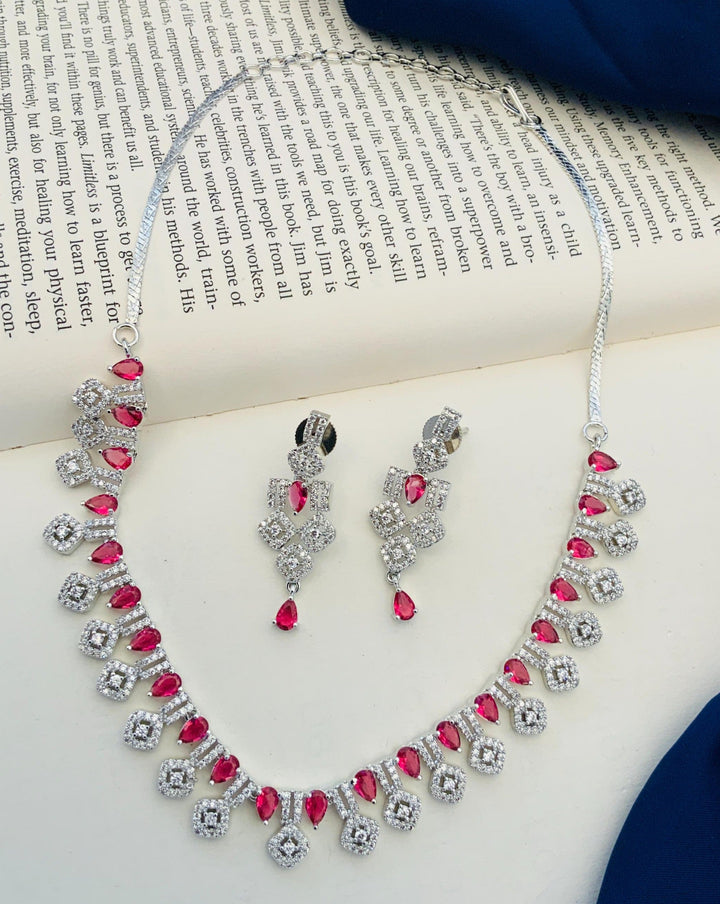 Blue American Diamond Necklace Set for Women | SHOBITAM