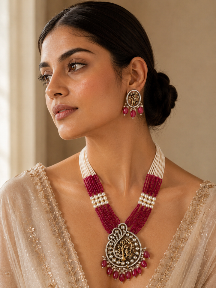 Multi Layer Pearl Mala Set – Festive Ethnic Glam | SHOBITAM