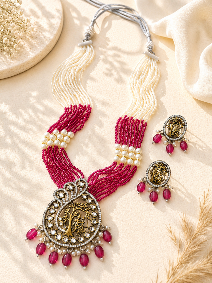 Multi Layer Pearl Mala Set – Festive Ethnic Glam | SHOBITAM