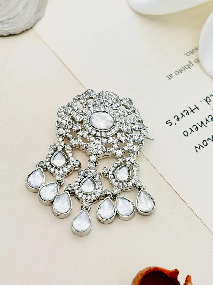 Wedding Premium Gold Plated Polki Men Brooch Pin | SHOBITAM