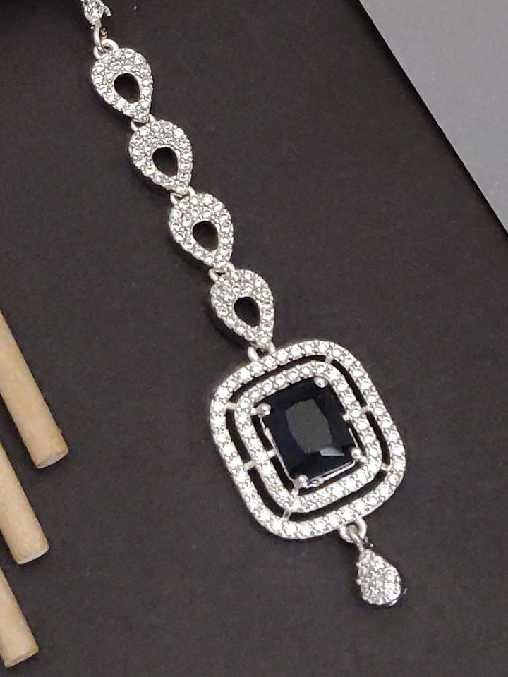 Gold Plated, Bold Silver Plated American Diamond Maangtikka | SHOBITAM
