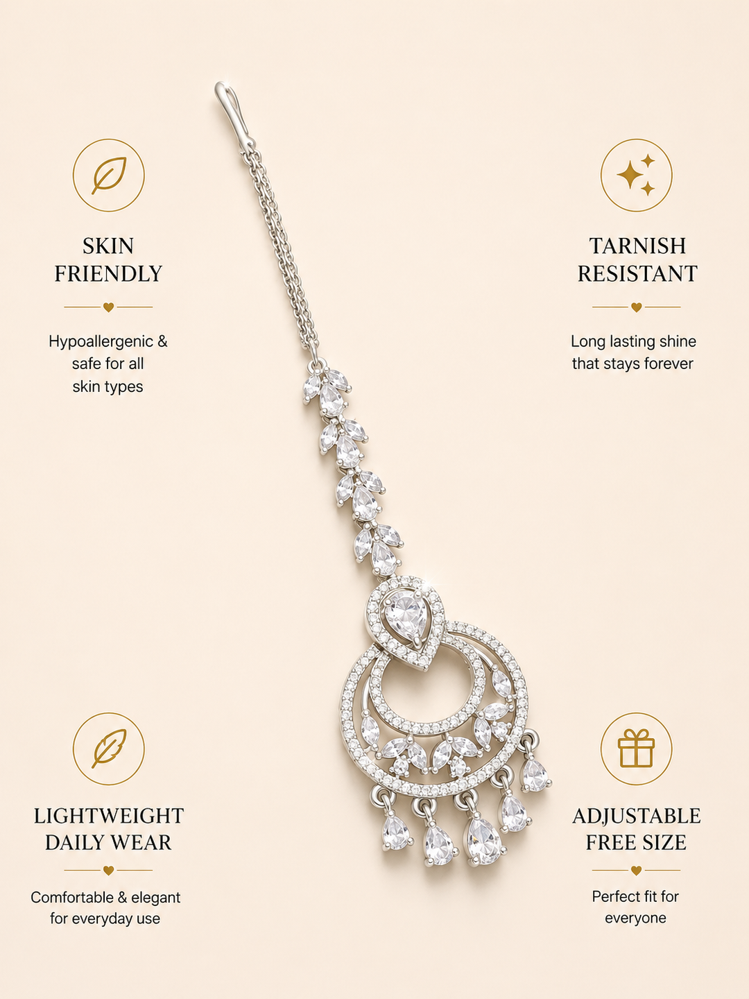 Silver Plated American Diamond Maantikka | SHOBITAM