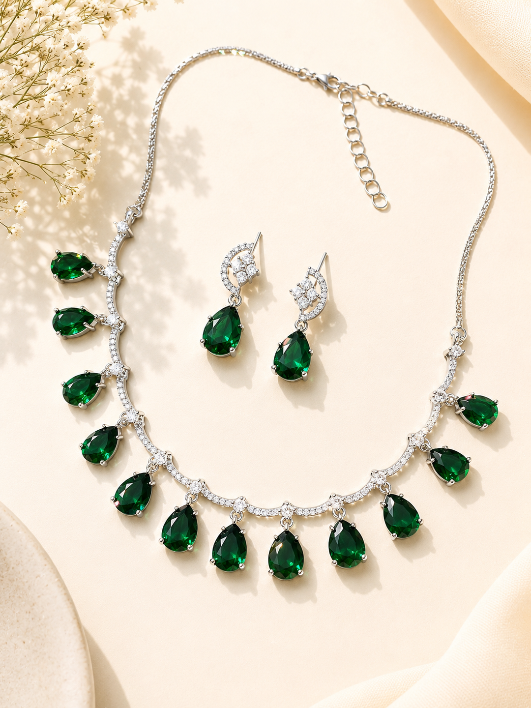 Royal Blue American Diamond Necklace Set Regal Glam | SHOBITAM
