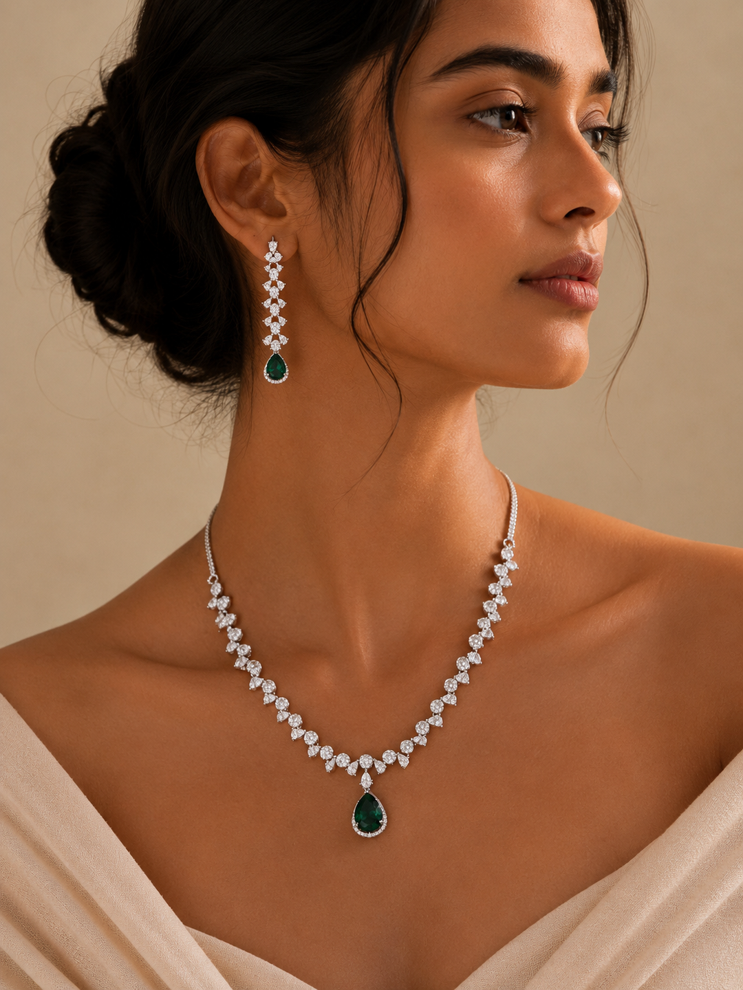 Ruby Red American Diamond Necklace Set – Regal Glam | SHOBITAM