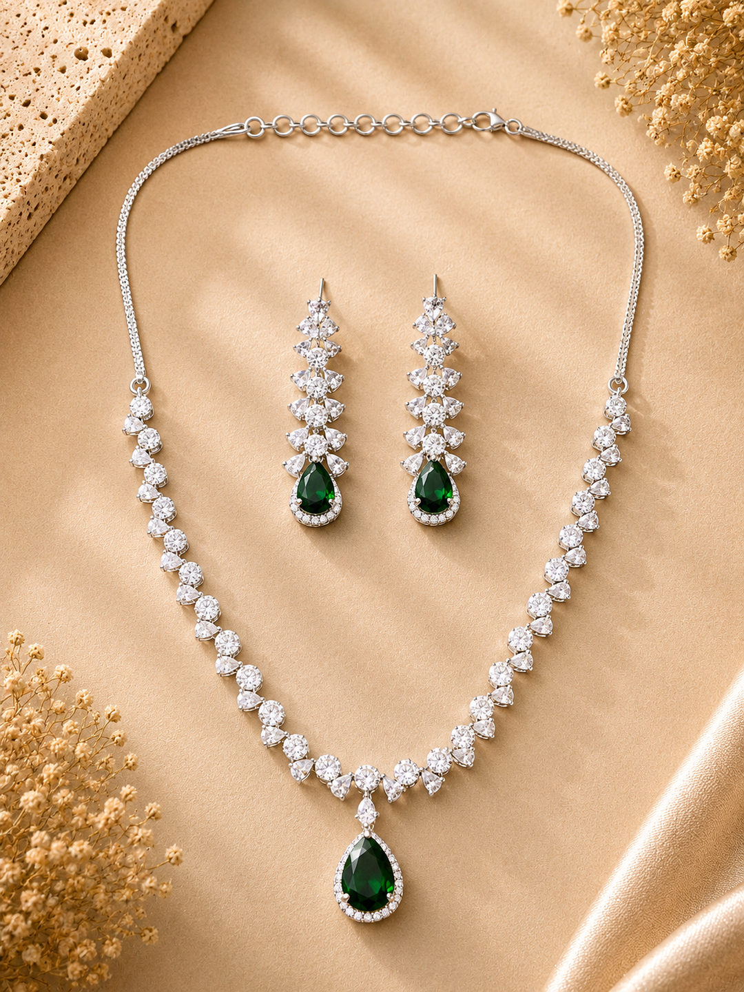 Ruby Red American Diamond Necklace Set – Regal Glam | SHOBITAM