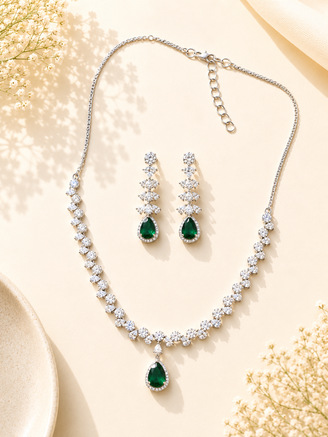 Ruby Red American Diamond Necklace Set – Regal Glam | SHOBITAM