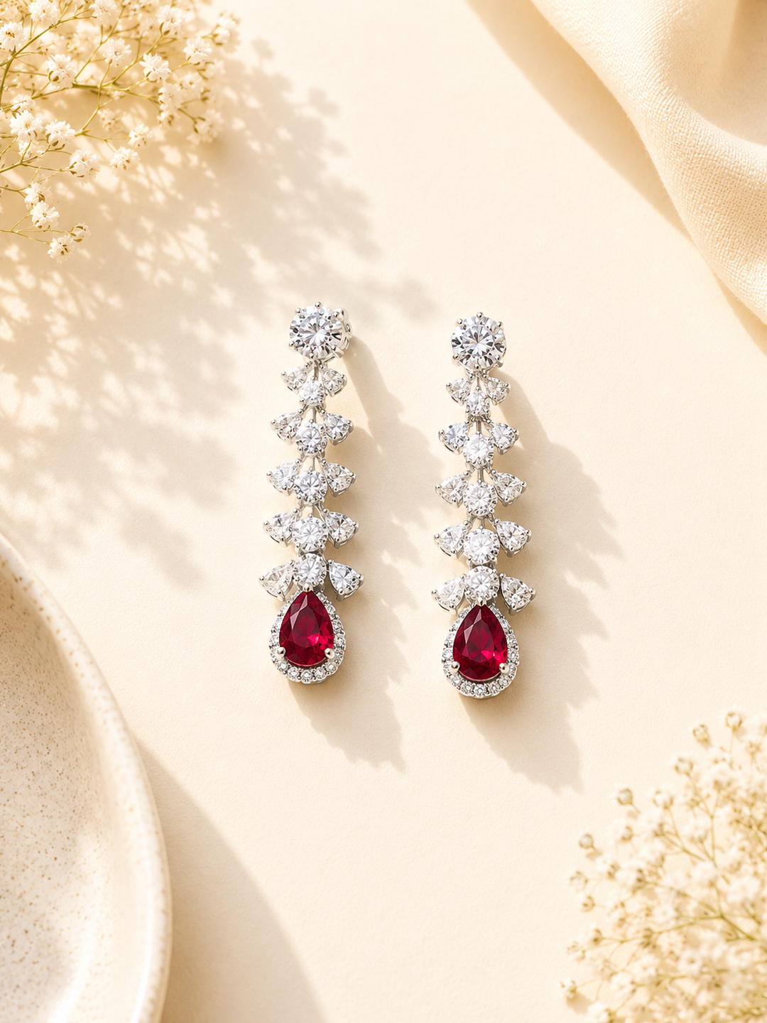 Ruby Red American Diamond Necklace Set – Regal Glam | SHOBITAM