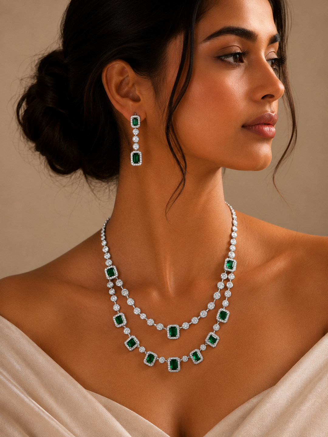 Double Layer Ruby Necklace Set – Stylish Festive Glam | SHOBITAM