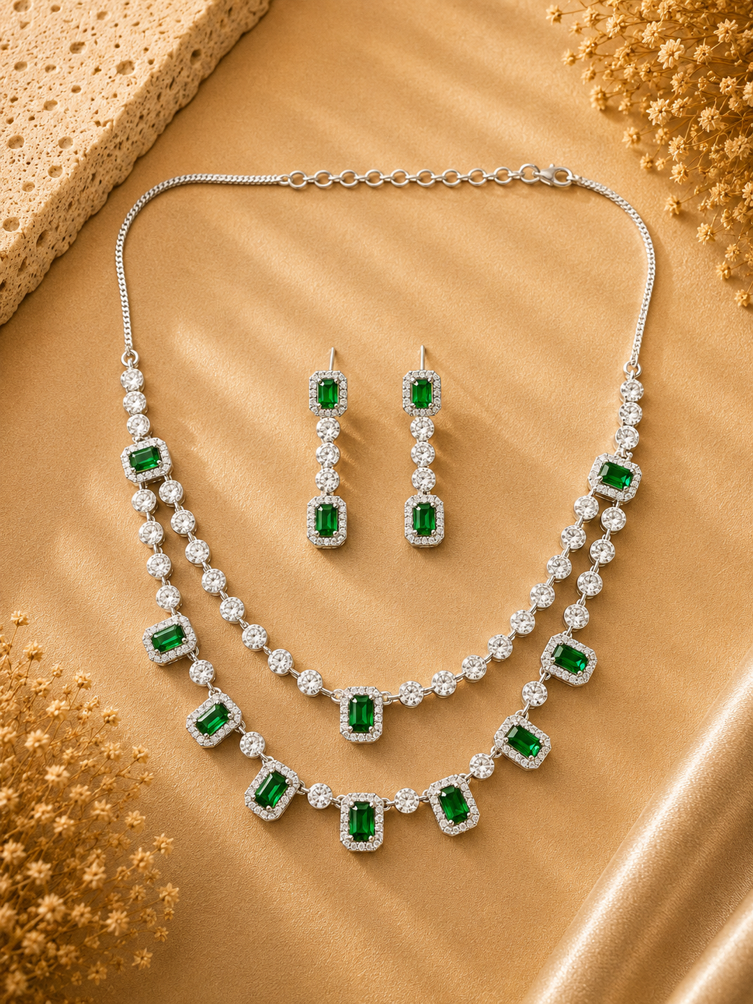 Double Layer Ruby Necklace Set – Stylish Festive Glam | SHOBITAM