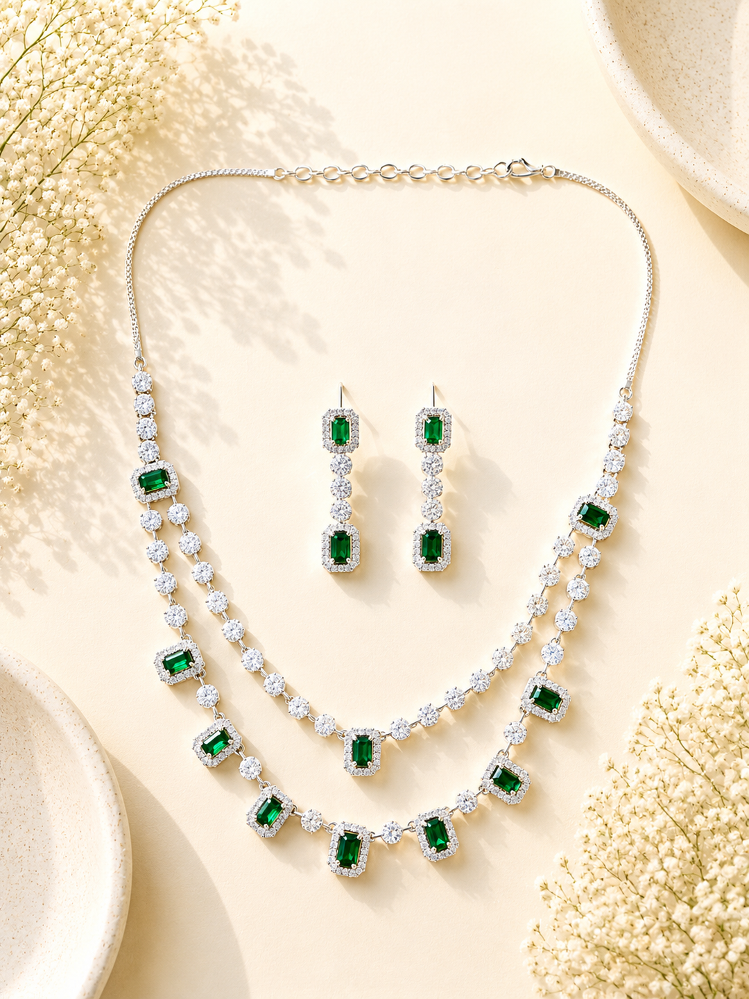 Double Layer Ruby Necklace Set – Stylish Festive Glam | SHOBITAM