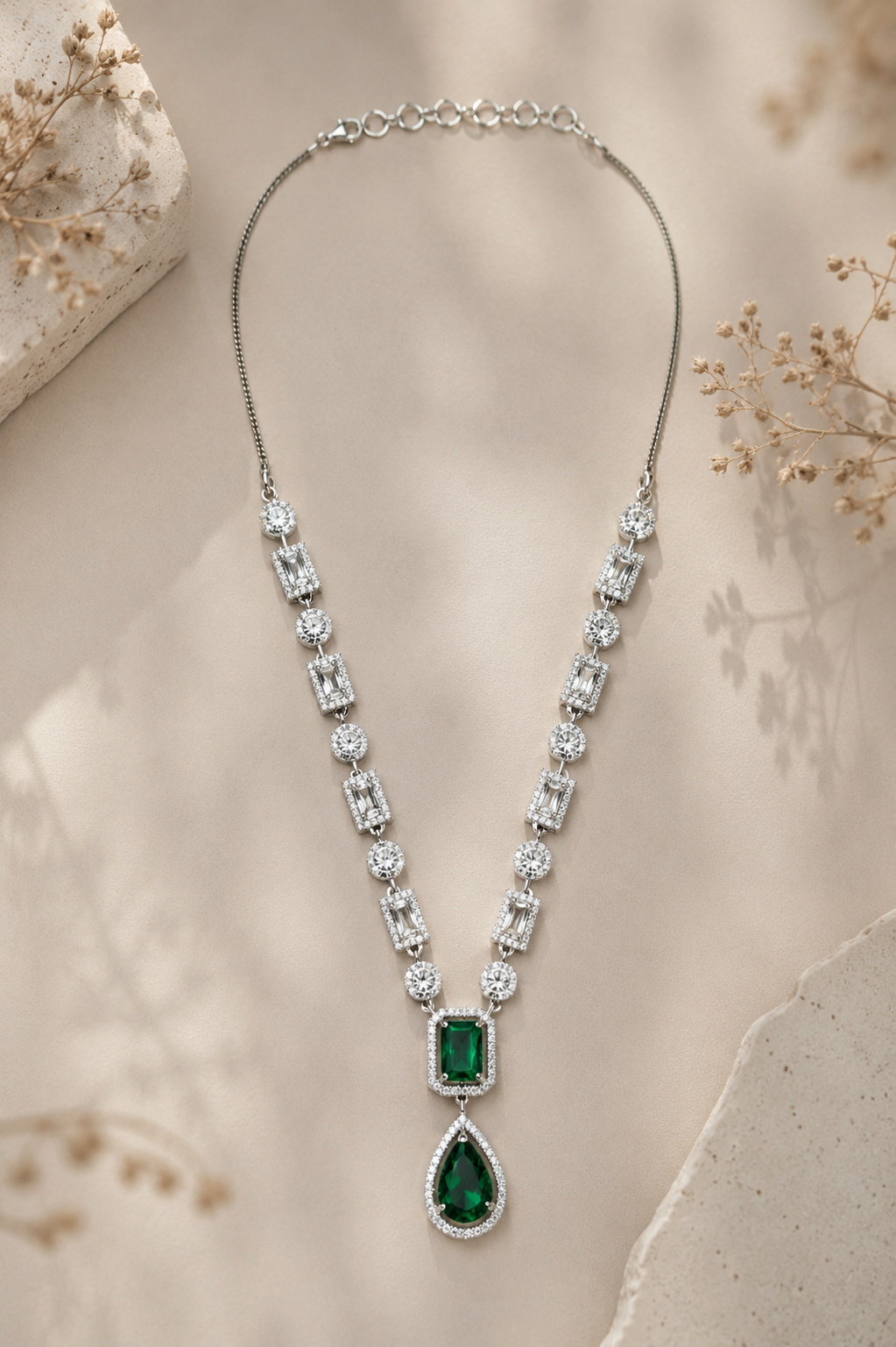 Emerald Crystal Jewellery Set – Premium Party Glam | SHOBITAM