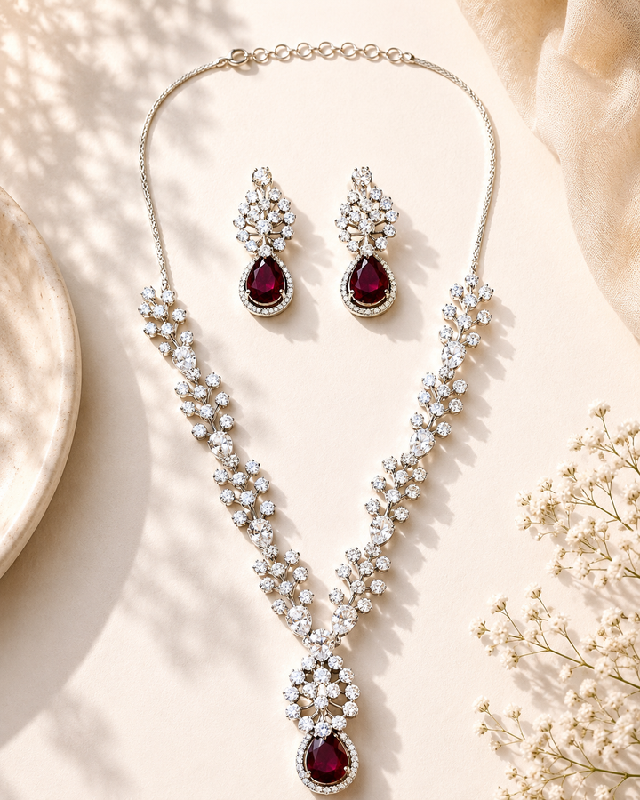 Modern Floral Emerald Jewellery Set – Elegant Party Glam | SHOBITAM