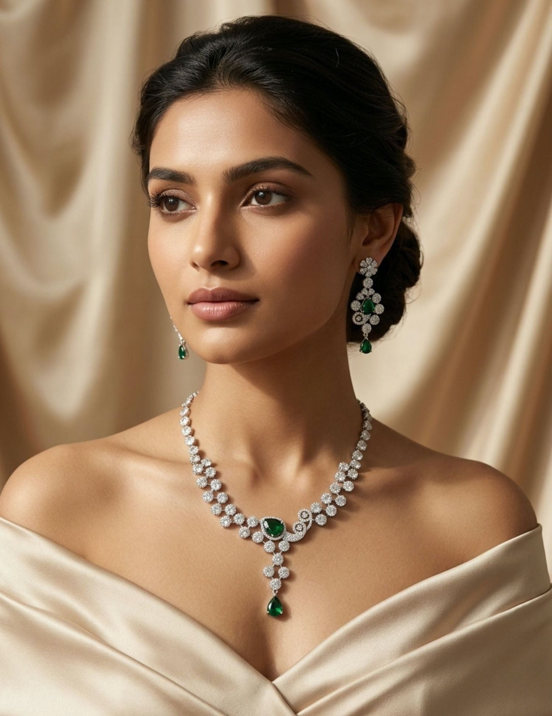 Red CZ Party Wear Jewellery Set – Designer Festive Glam | SHOBITAM