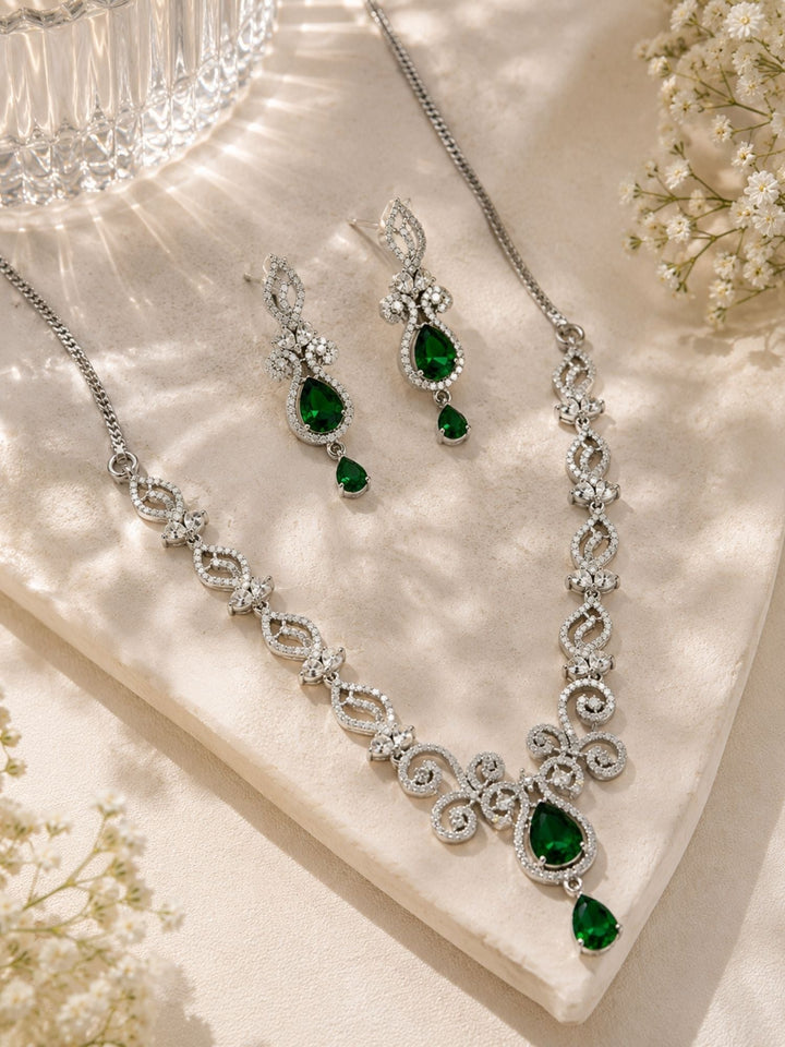 Luxury Ruby Swirl Necklace Set – Elegant Party Glam | SHOBITAM