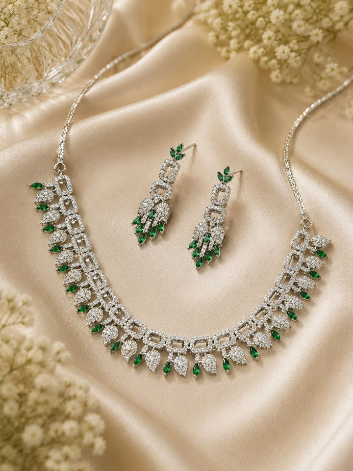 Premium Emerald Drop Necklace Set – Elegant Party Glam | SHOBITAM