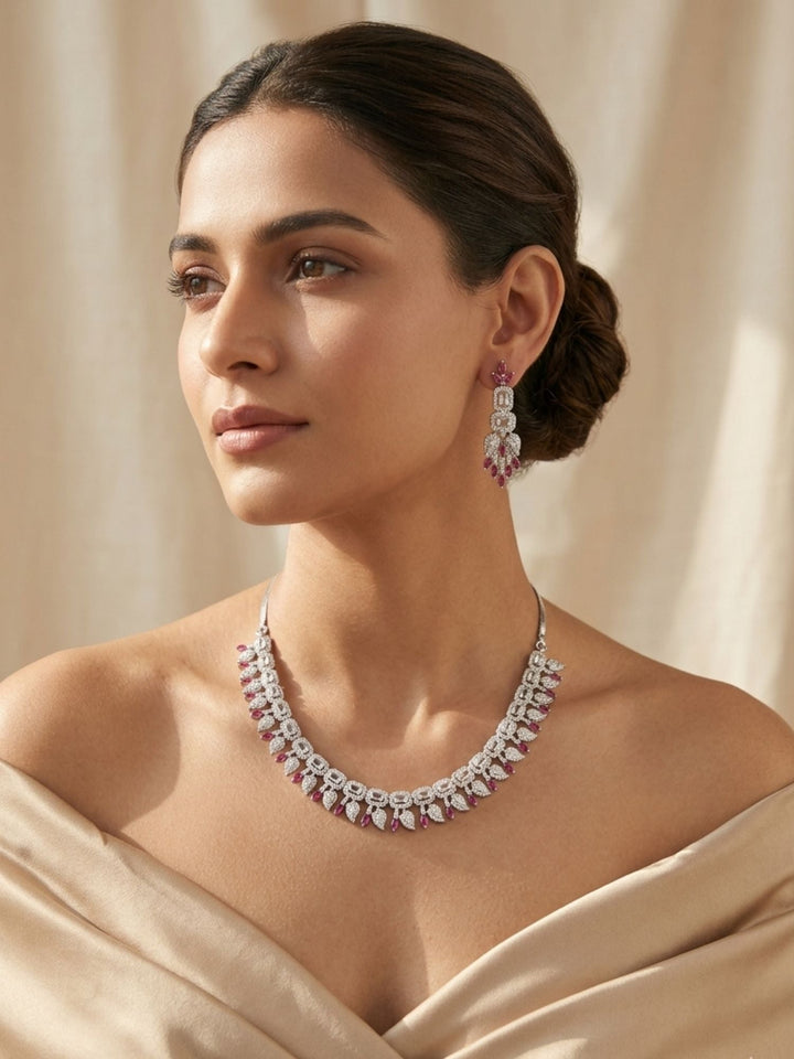 Premium Emerald Drop Necklace Set – Elegant Party Glam | SHOBITAM
