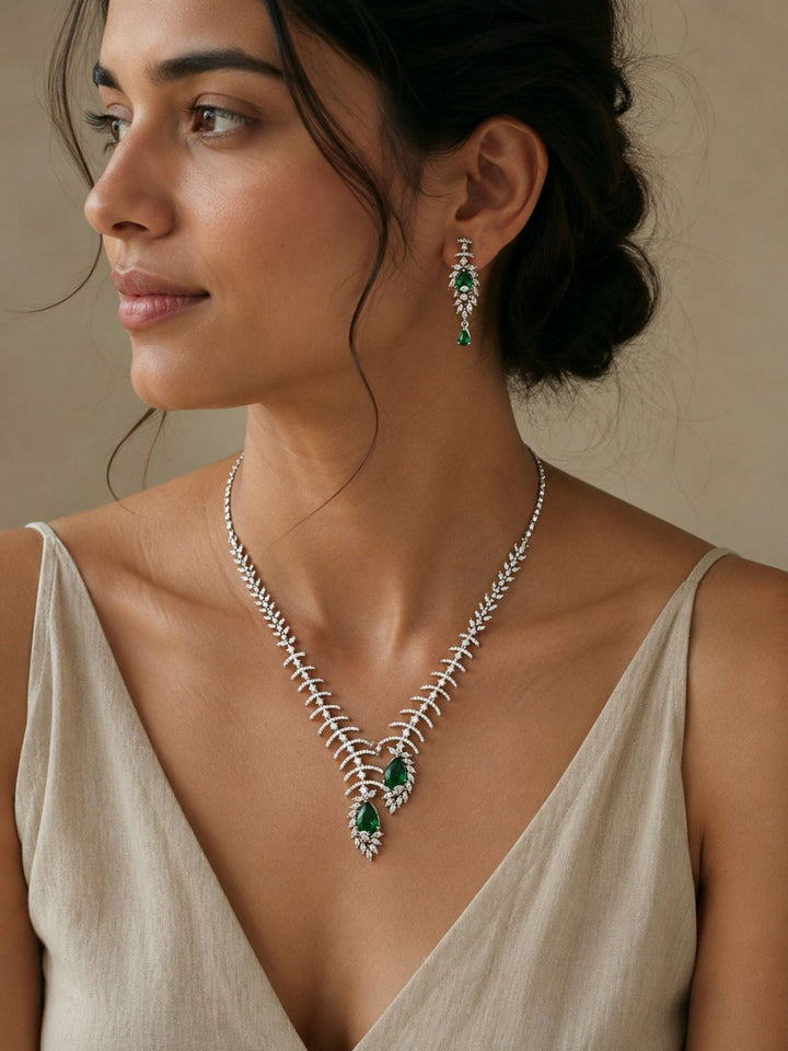 Teardrop Necklace Set – Sparkling Party Glam | SHOBITAM