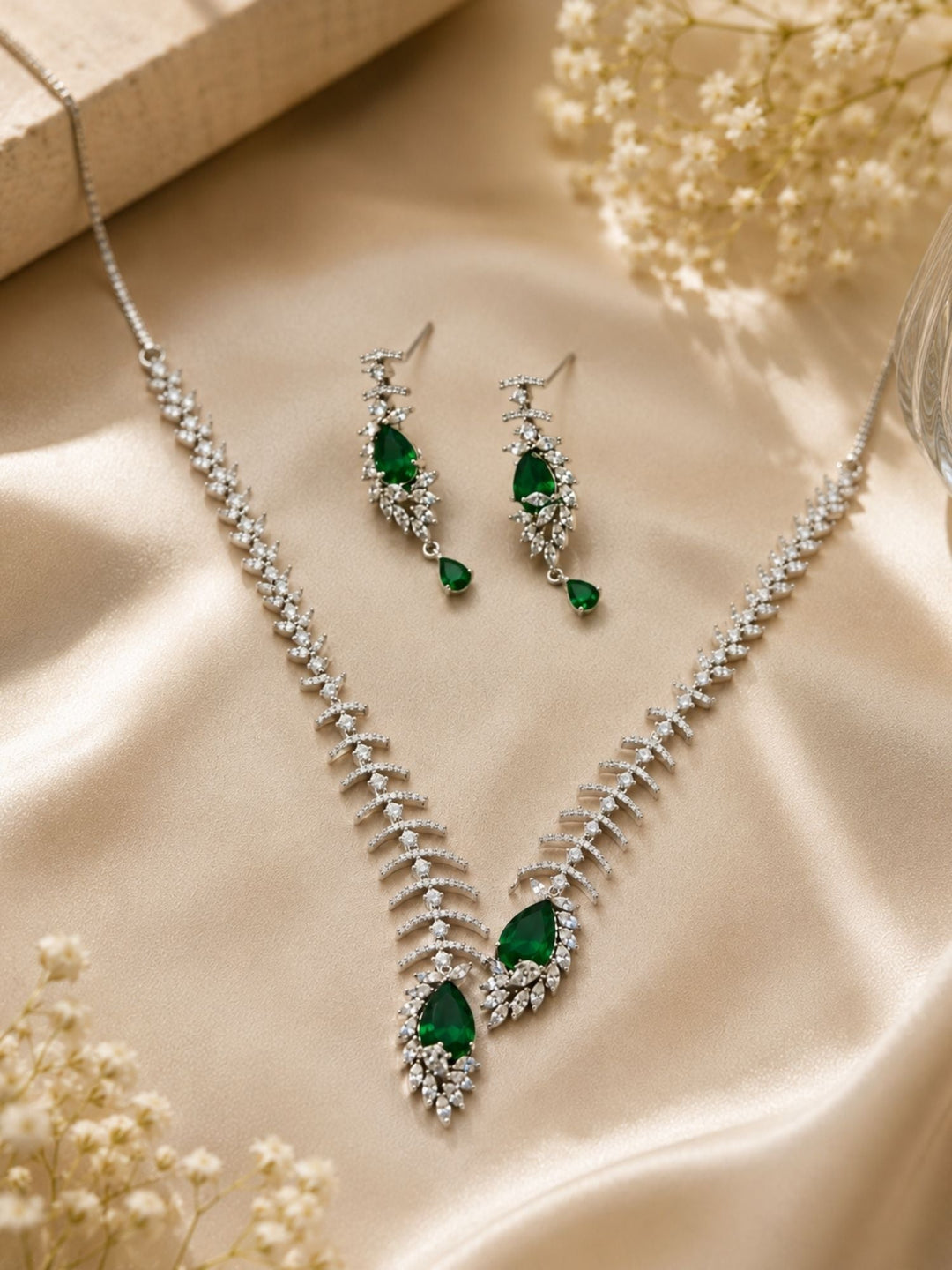 Teardrop Necklace Set – Sparkling Party Glam | SHOBITAM