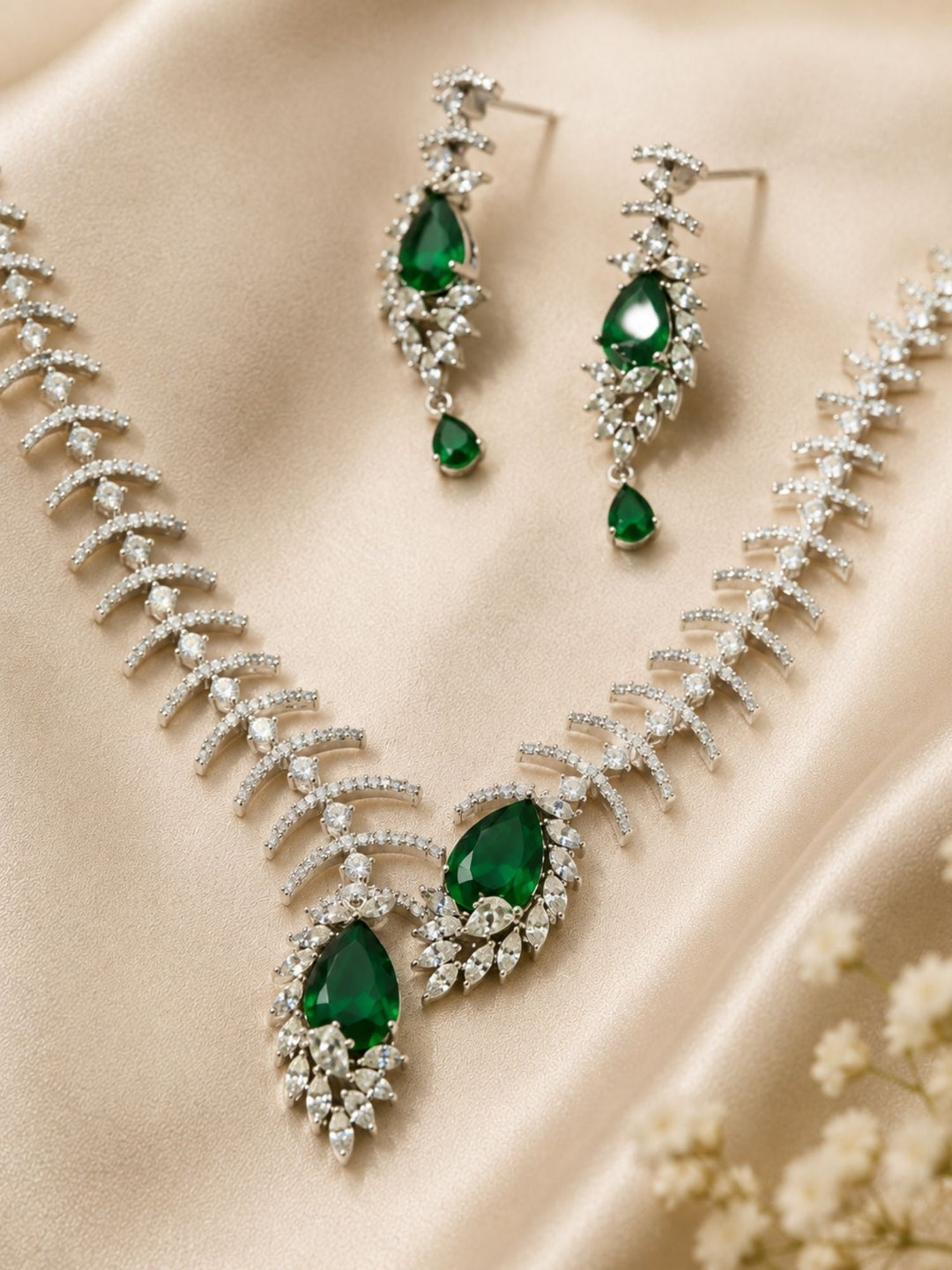 Teardrop Necklace Set – Sparkling Party Glam | SHOBITAM