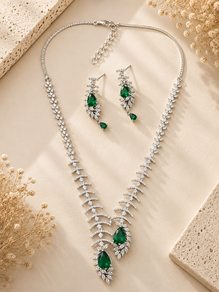 Teardrop Necklace Set – Sparkling Party Glam | SHOBITAM