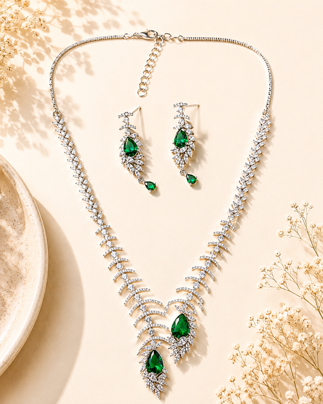 Teardrop Necklace Set – Sparkling Party Glam | SHOBITAM