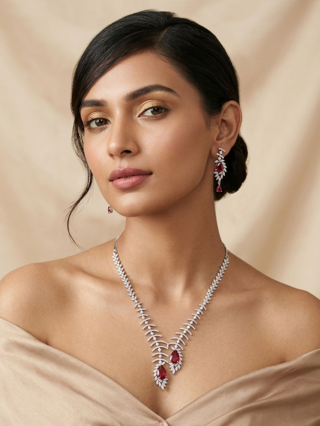 Teardrop Necklace Set – Sparkling Party Glam | SHOBITAM