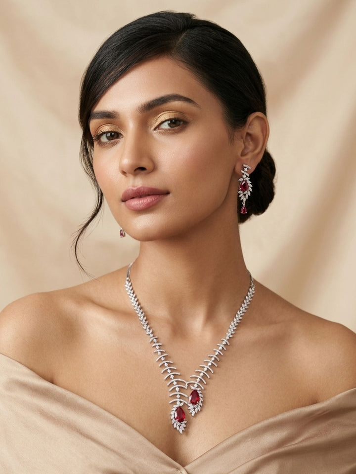 Teardrop Necklace Set – Sparkling Party Glam | SHOBITAM