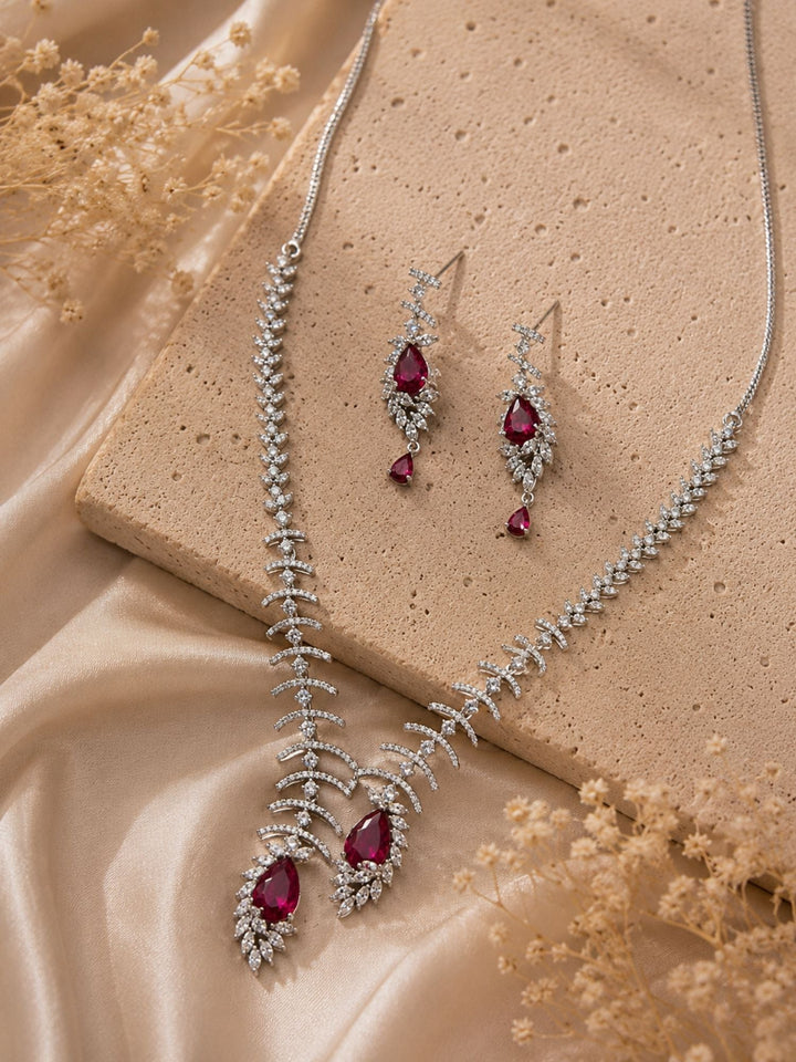 Teardrop Necklace Set – Sparkling Party Glam | SHOBITAM