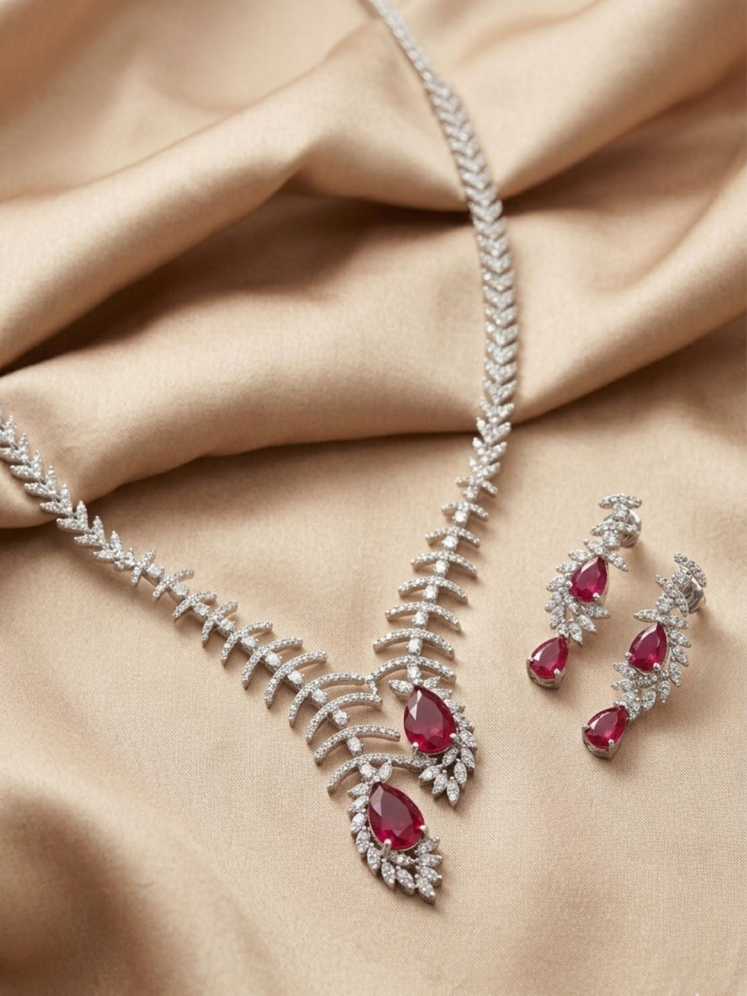 Teardrop Necklace Set – Sparkling Party Glam | SHOBITAM