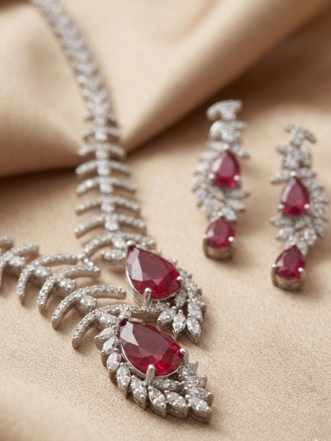 Teardrop Necklace Set – Sparkling Party Glam | SHOBITAM
