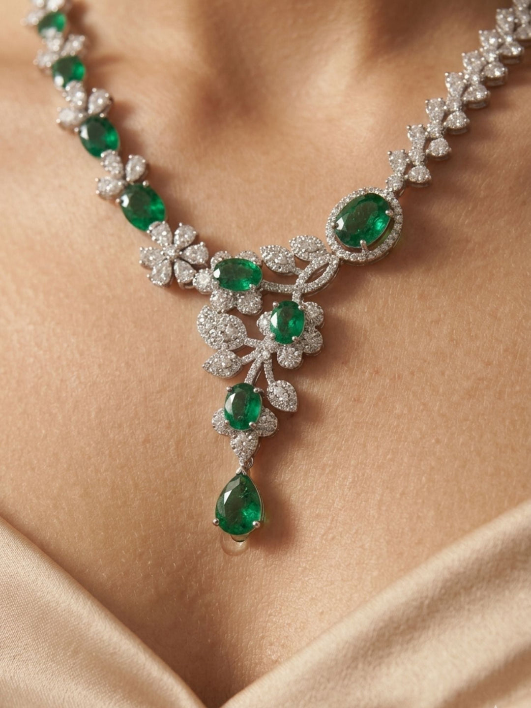 Royal Emerald Stone Jewellery Set – Statement Festive Glam | SHOBITAM