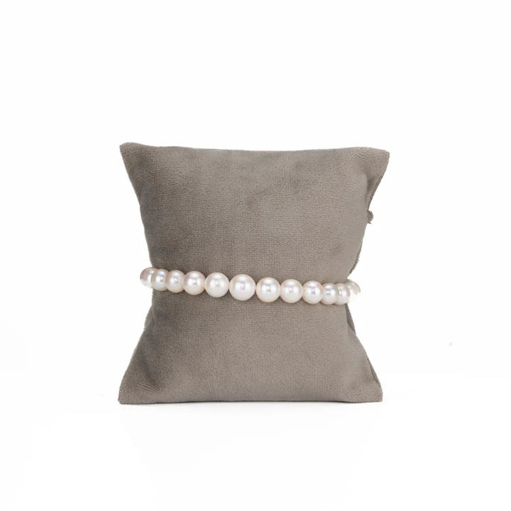 7.0-8.0mm White Round Akoya Saltwater Pearl Bracelet - AA Quality | SHOBITAM