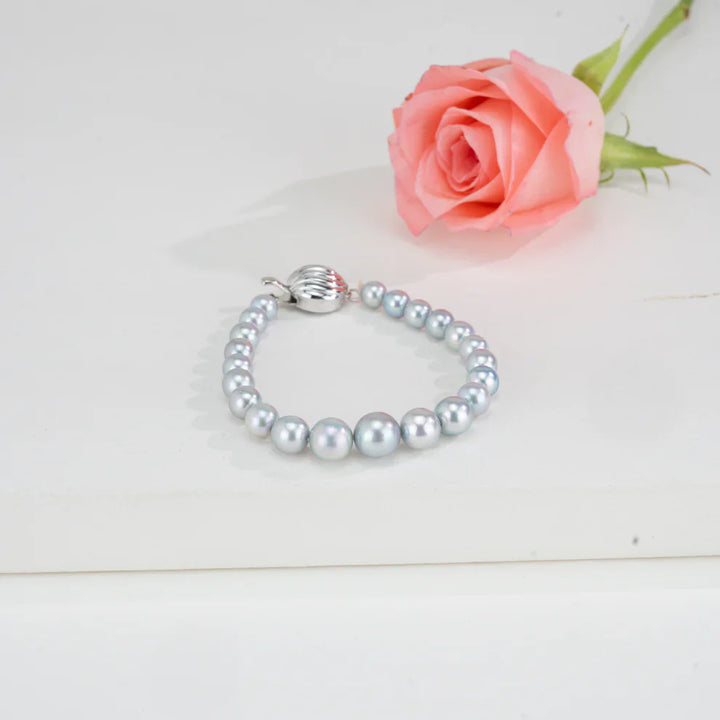 Grading Grey Round Akoya Saltwater Pearl Bracelet - AA Quality