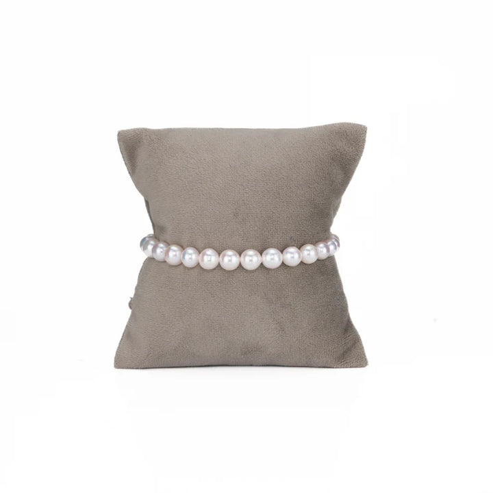 Grading White Round Akoya Saltwater Pearl Bracelet - AAA Quality | SHOBITAM