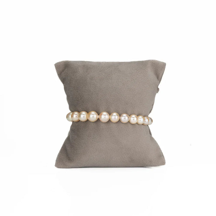 7.0-8.0mm Round Golden Akoya Saltwater Pearl Bracelet - AA Quality | SHOBITAM